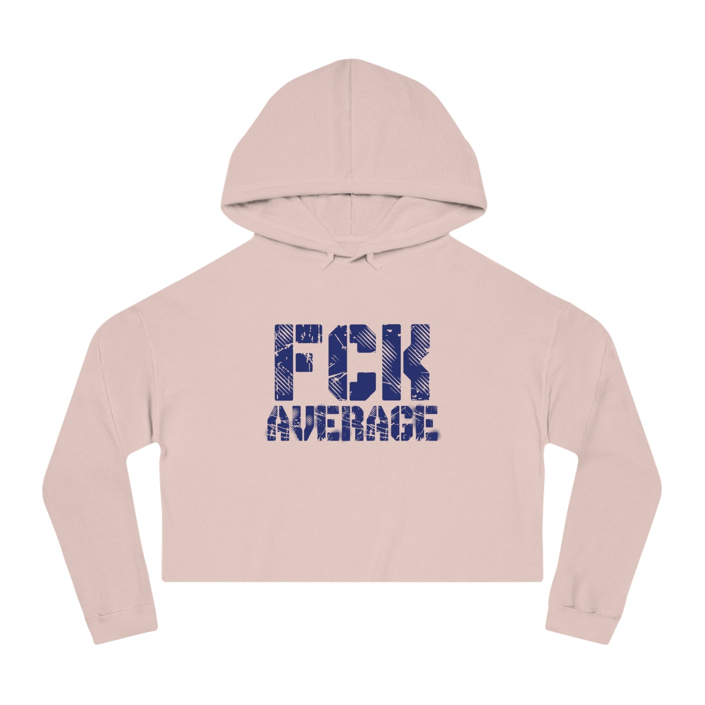 Women's "FCK Average" Cropped Hooded Sweatshirt - Blue