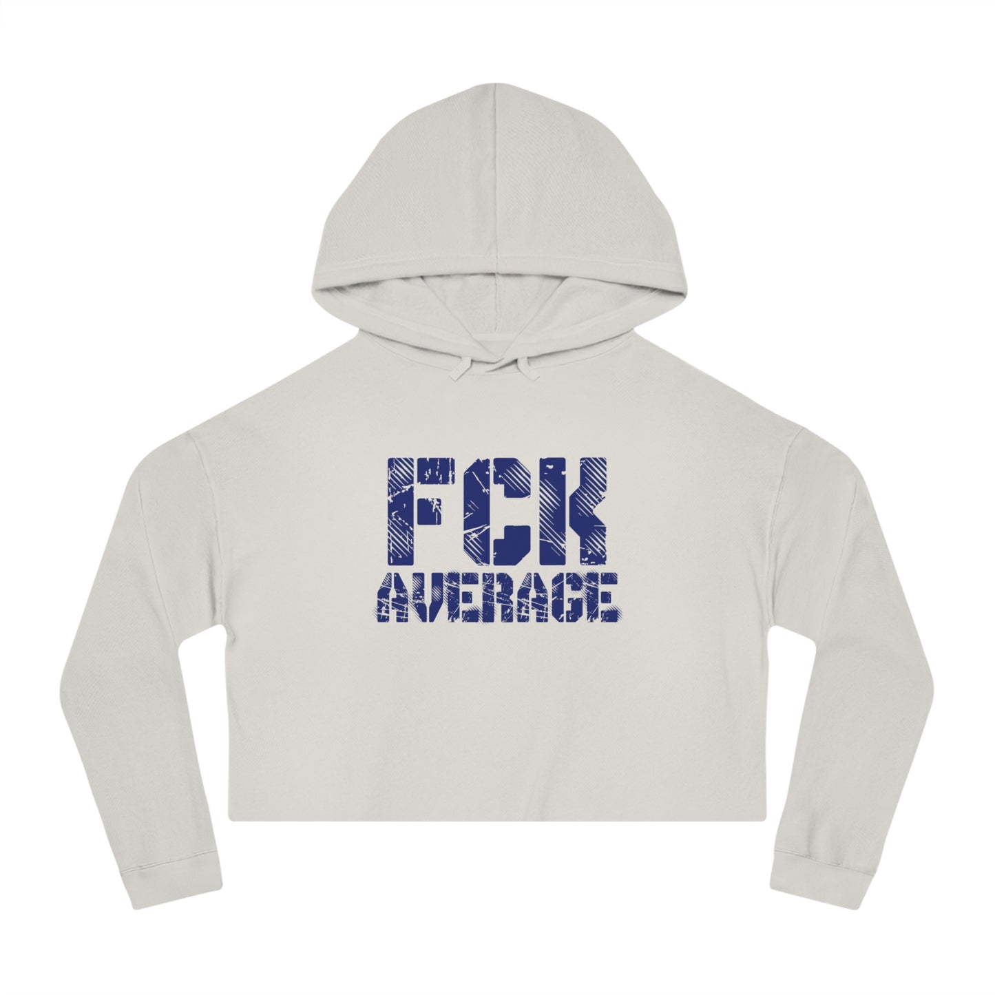 Women's "FCK Average" Cropped Hooded Sweatshirt - Blue