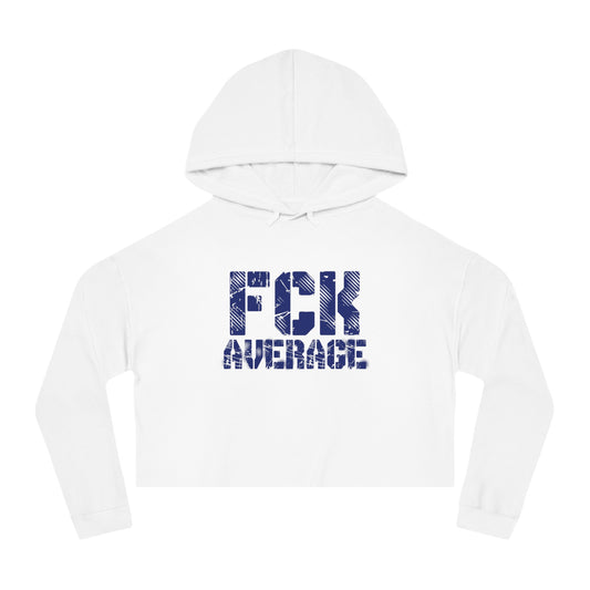 Women's "FCK Average" Cropped Hooded Sweatshirt - Blue