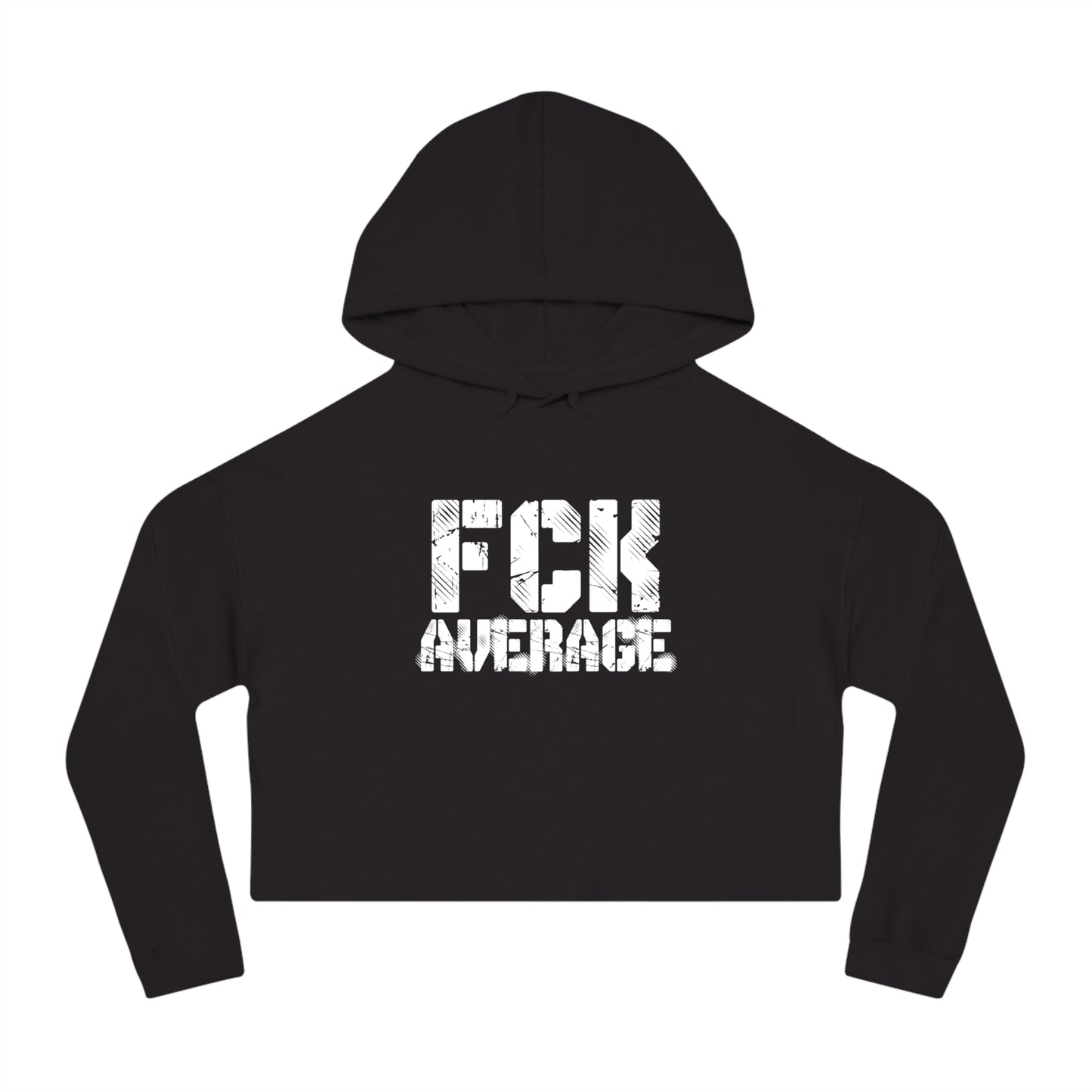 Women's "FCK Average" Cropped Hooded Sweatshirt - White