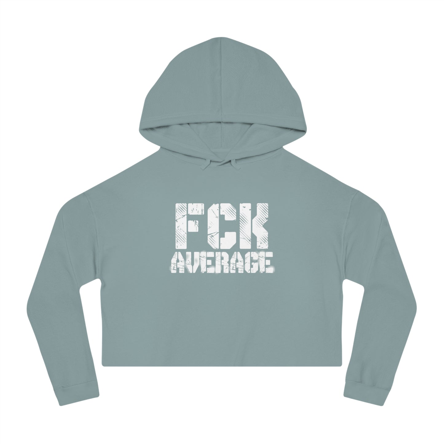 Women's "FCK Average" Cropped Hooded Sweatshirt - White
