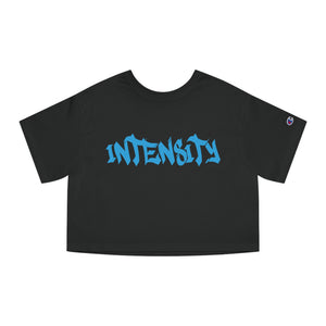 Open image in slideshow, Women&#39;s &quot;INTENSITY&quot; Crop Top T-Shirt (Baby Blue)
