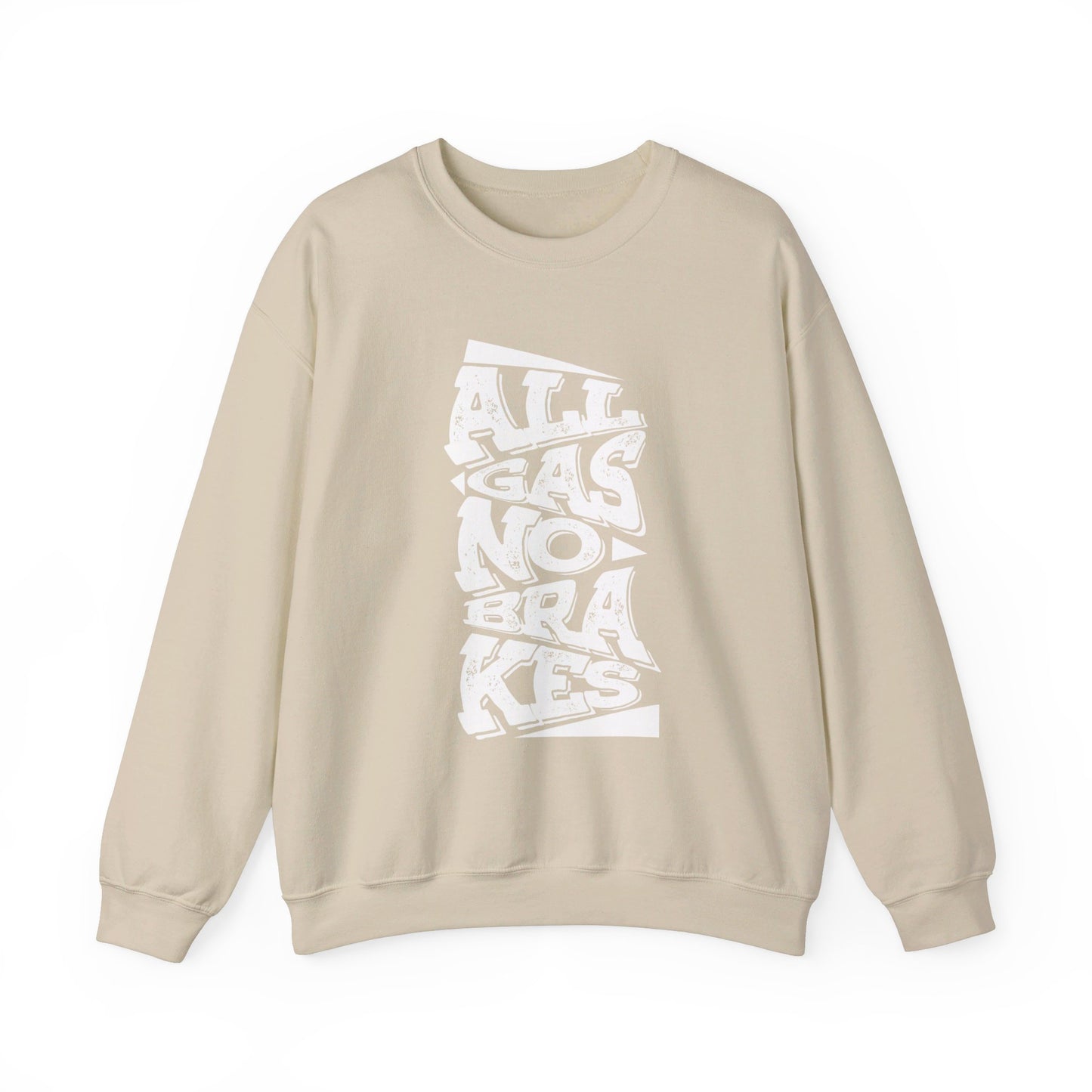 Men's "All Gas No Brakes" Crewneck Sweatshirt (White)