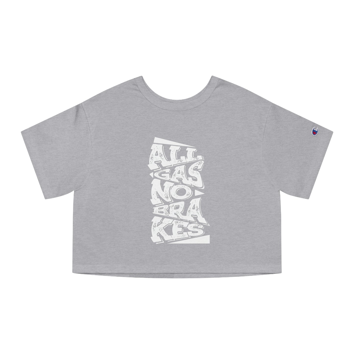 Women's "All Gas No Brakes" Crop Top (White)