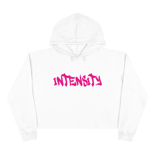Women's "INTENSITY" Crop Top Hoodie Hot Pink Logo