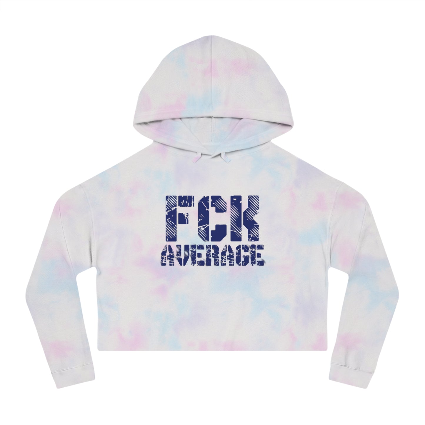 Women's "FCK Average" Cropped Hooded Sweatshirt - Blue