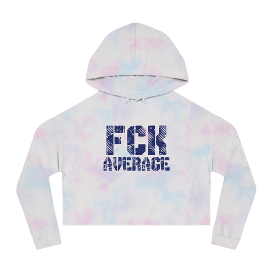 Women's "FCK Average" Cropped Hooded Sweatshirt - Blue