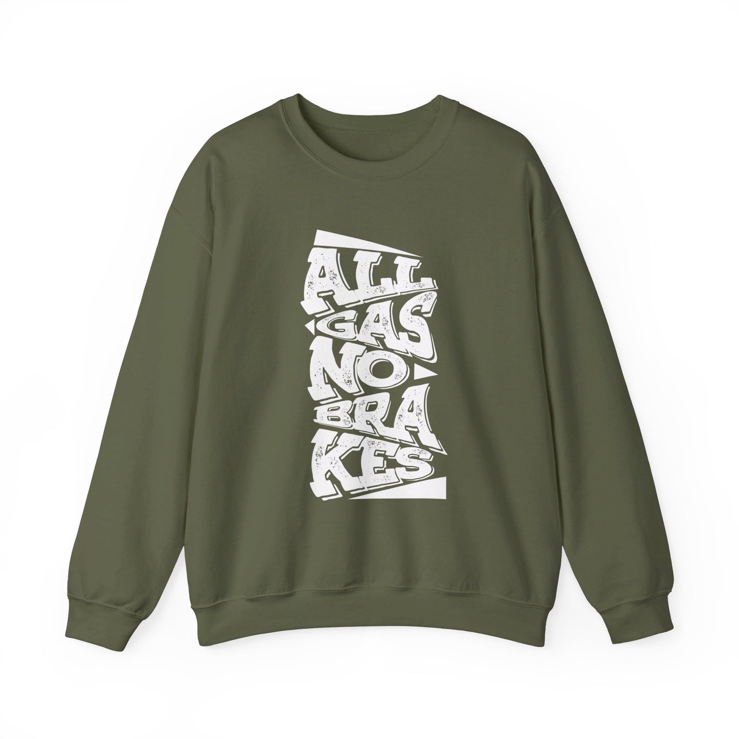 Men's "All Gas No Brakes" Crewneck Sweatshirt (White)