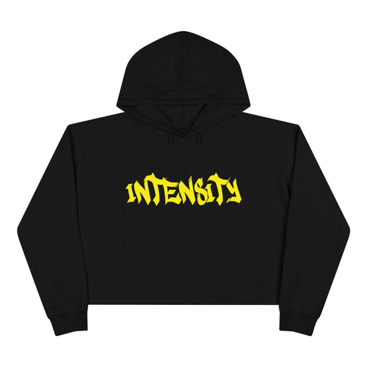 Women's "INTENSITY" Crop Top Hoodie Yellow Logo
