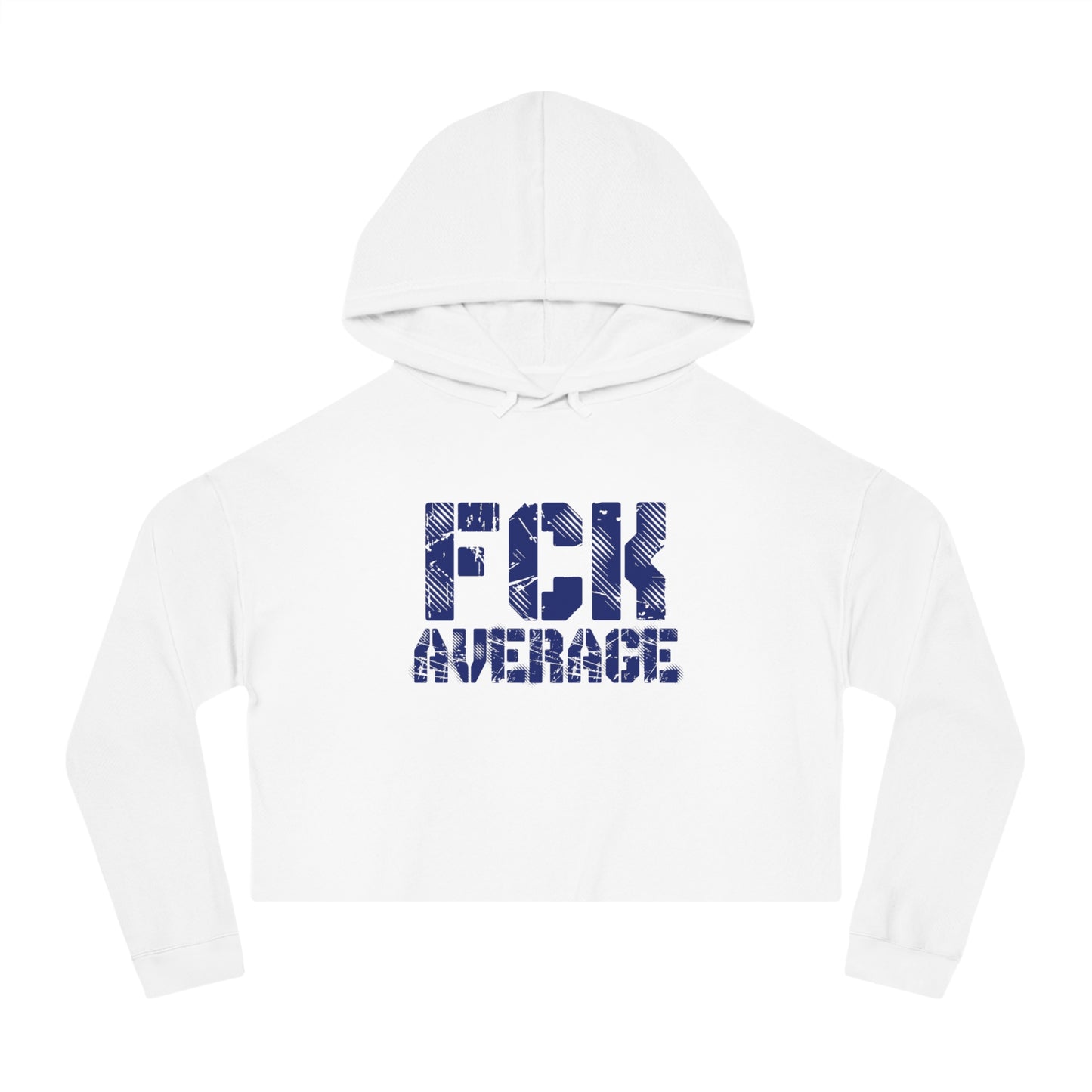 Women's "FCK Average" Cropped Hooded Sweatshirt - Blue