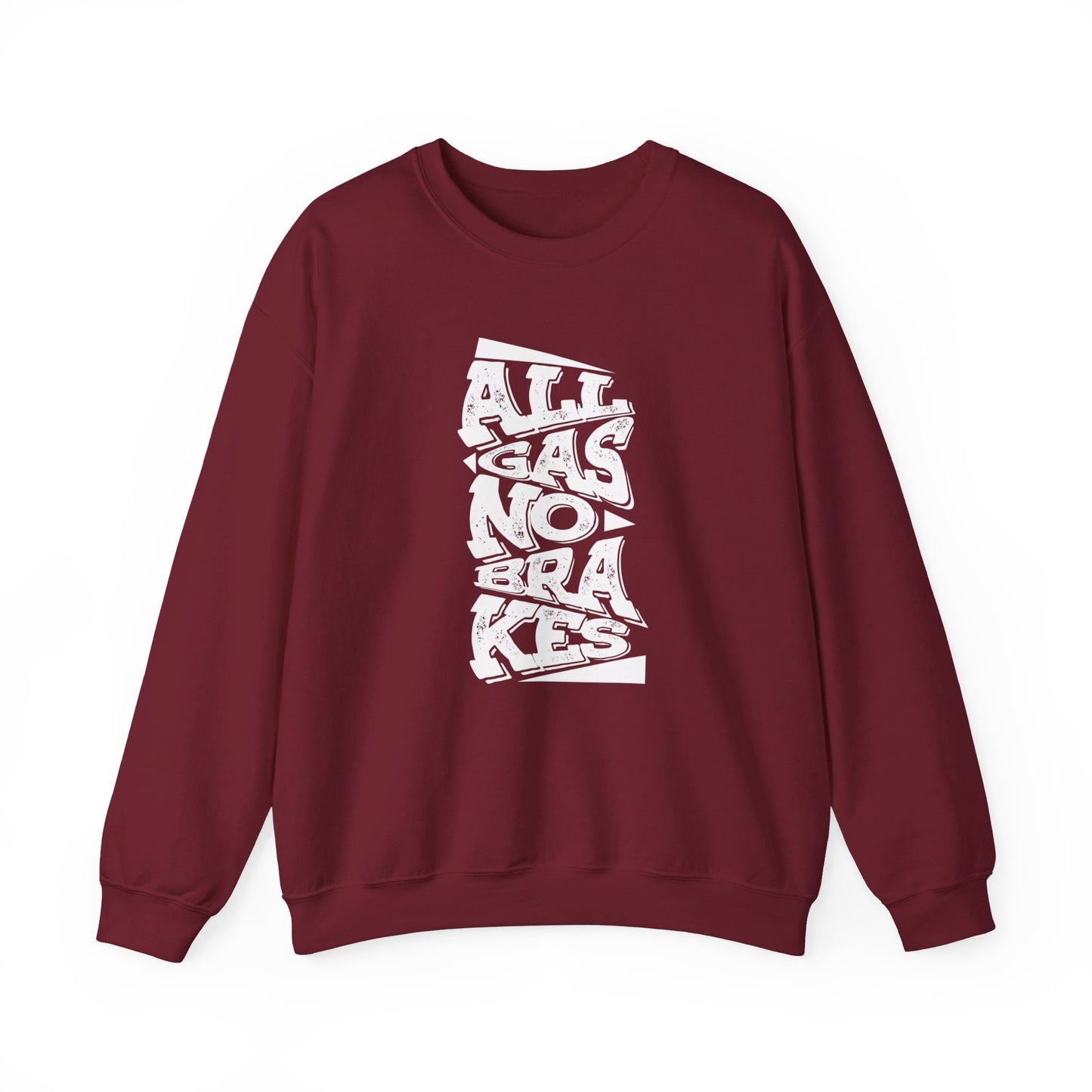 Men's "All Gas No Brakes" Crewneck Sweatshirt (White)