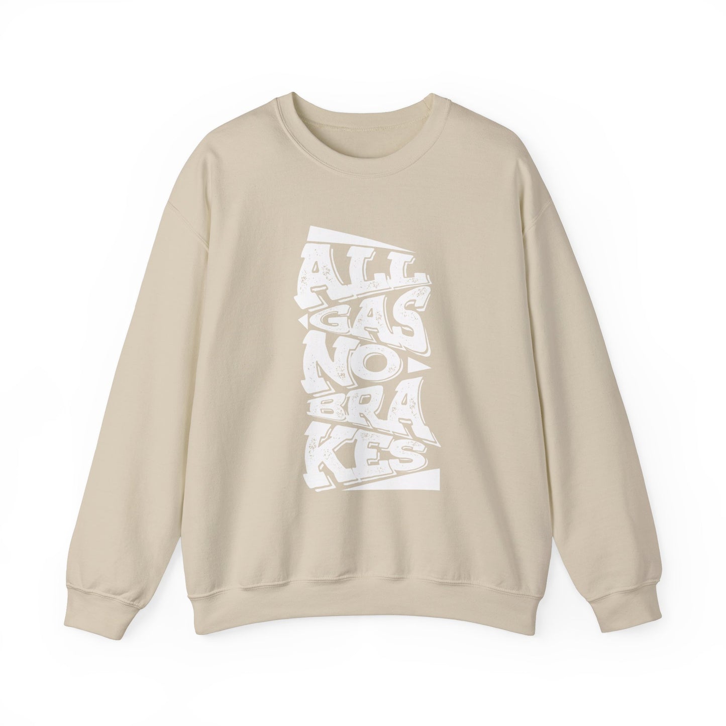 Women's "All Gas No Brakes" Crewneck Sweatshirt (White)