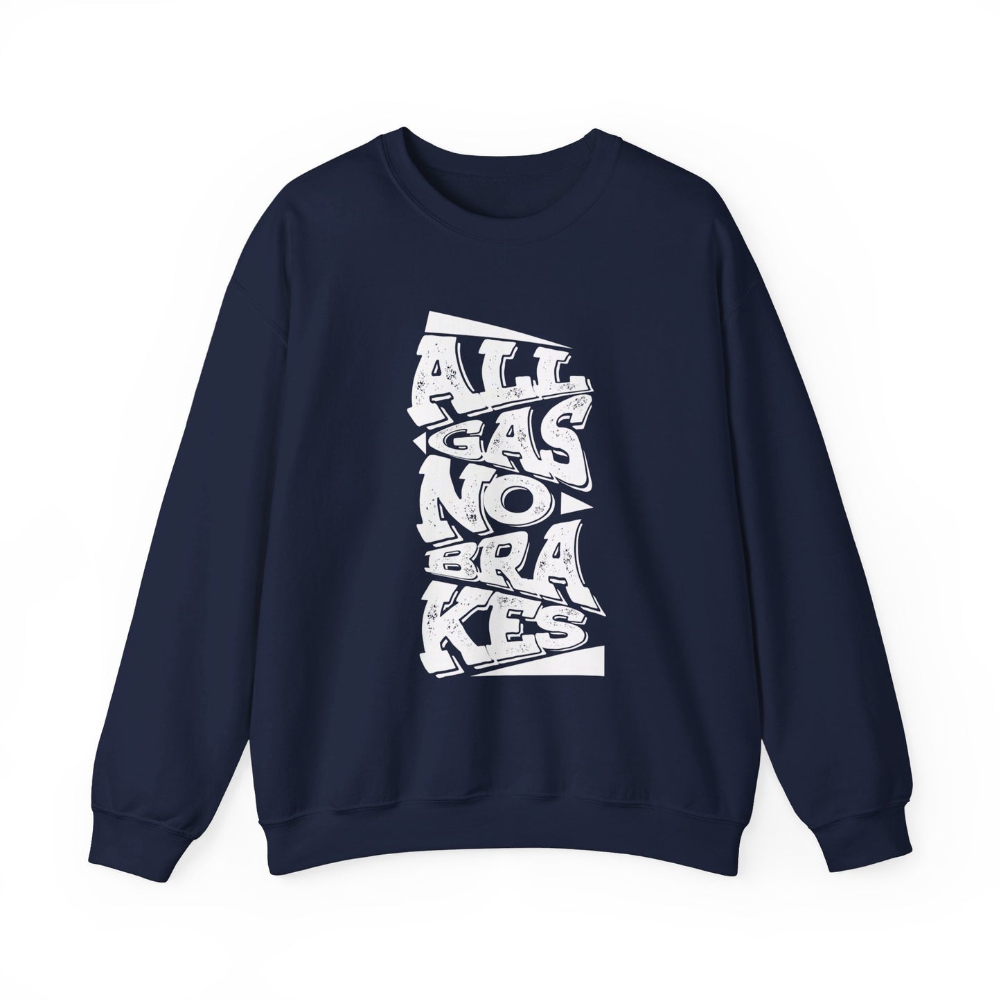 Men's "All Gas No Brakes" Crewneck Sweatshirt (White)