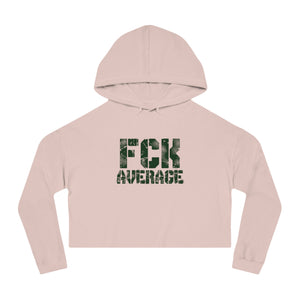 Open image in slideshow, Women’s &quot;FCK Average&quot; Cropped Hooded Sweatshirt - Green
