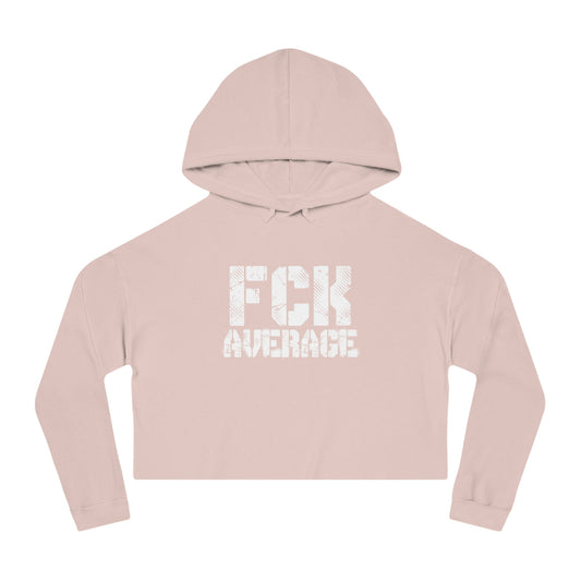 Women's "FCK Average" Cropped Hooded Sweatshirt - White