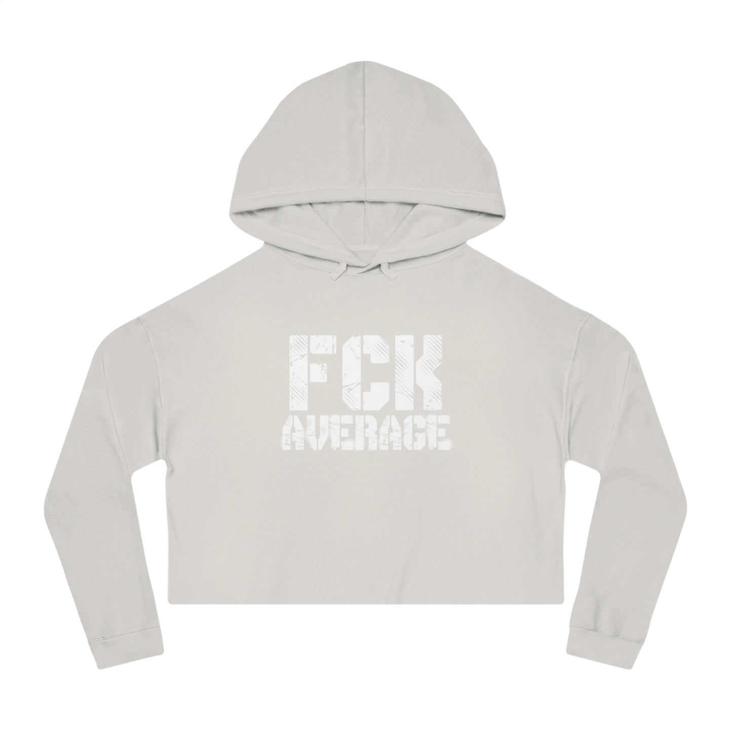 Women's "FCK Average" Cropped Hooded Sweatshirt - White