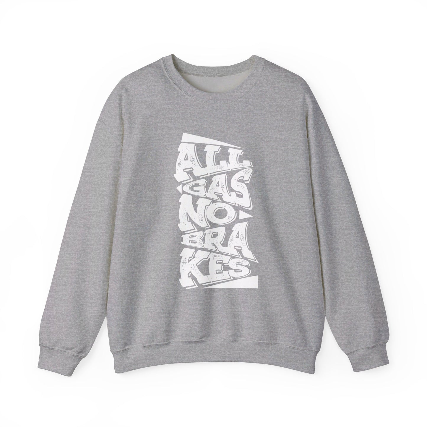 Men's "All Gas No Brakes" Crewneck Sweatshirt (White)