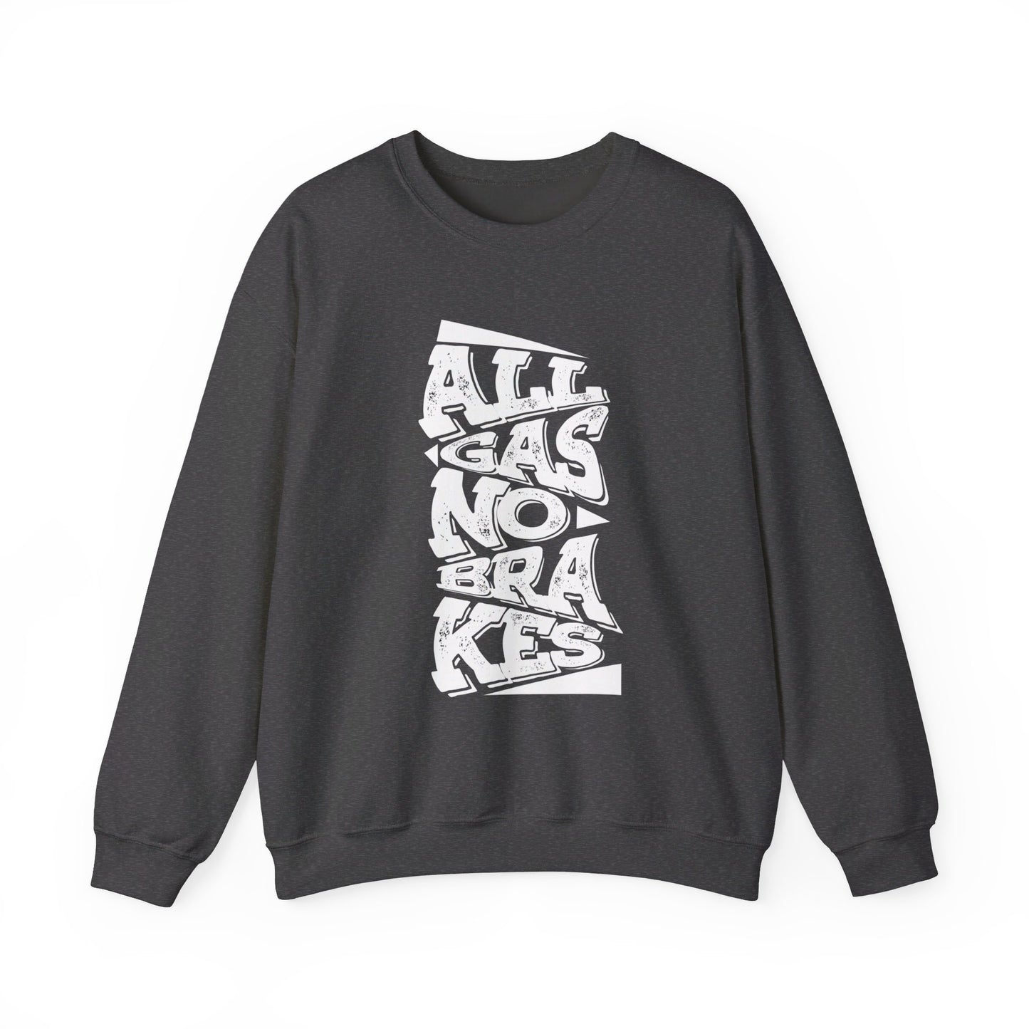 Men's "All Gas No Brakes" Crewneck Sweatshirt (White)