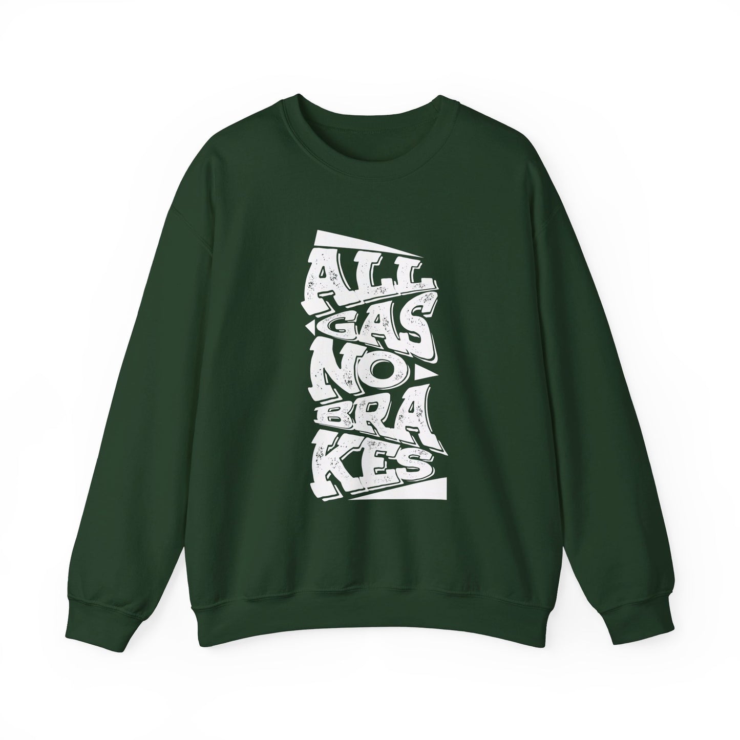 Men's "All Gas No Brakes" Crewneck Sweatshirt (White)