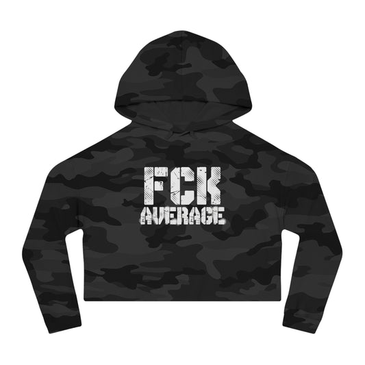Women's "FCK Average" Cropped Hooded Sweatshirt - White