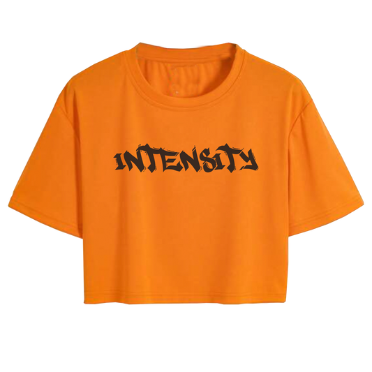 LIMITED EDITION: Women's "INTENSITY" Solid Orange Crop Top T-Shirt
