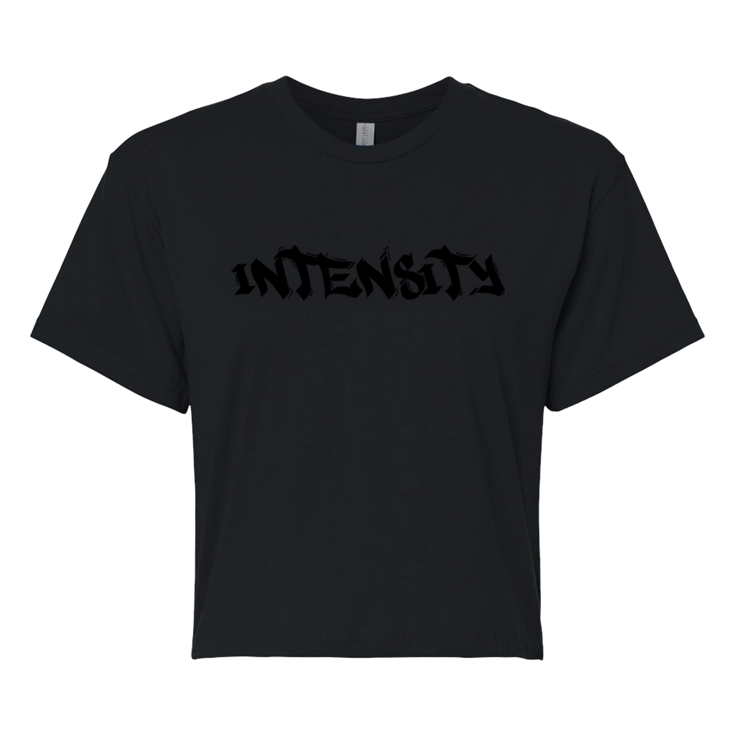Women's "INTENSITY" Solid Black Crop Top T-Shirt