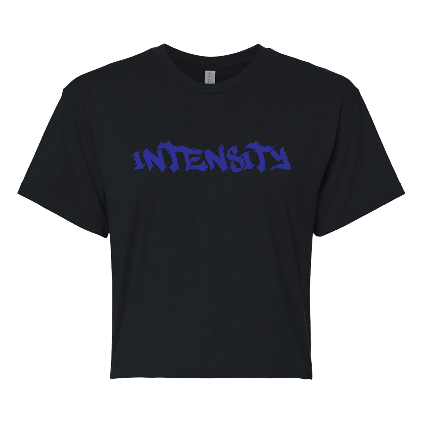 Women's "INTENSITY" Solid Black Crop Top T-Shirt