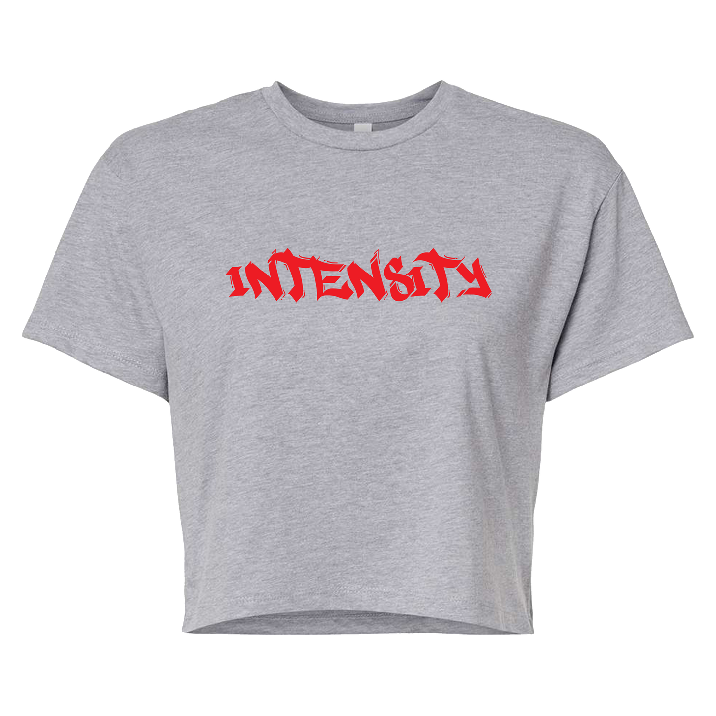 Women's "INTENSITY" Solid Grey Crop Top T-Shirt