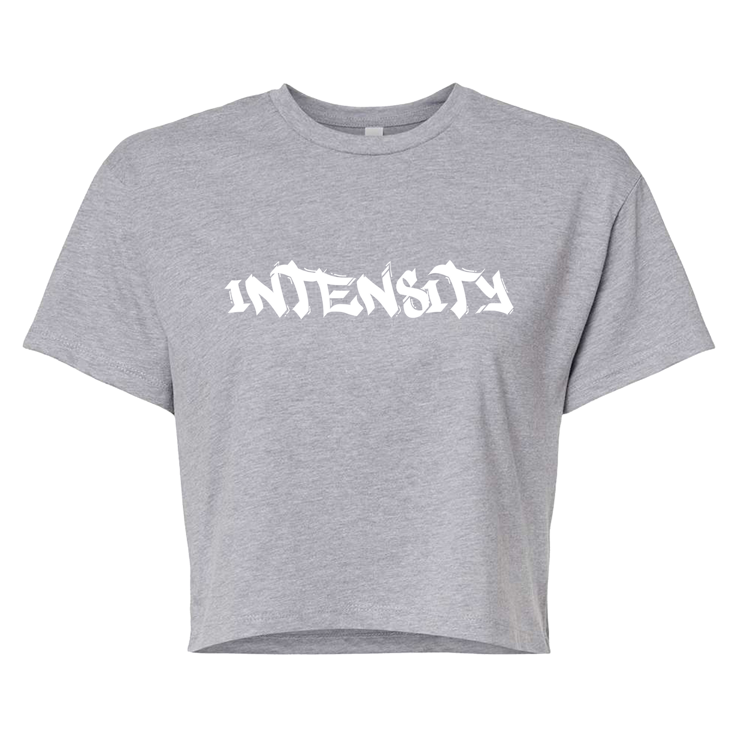 Women's "INTENSITY" Solid Grey Crop Top T-Shirt