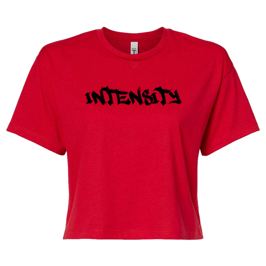 Women's "INTENSITY" Solid Red Crop Top T-Shirt