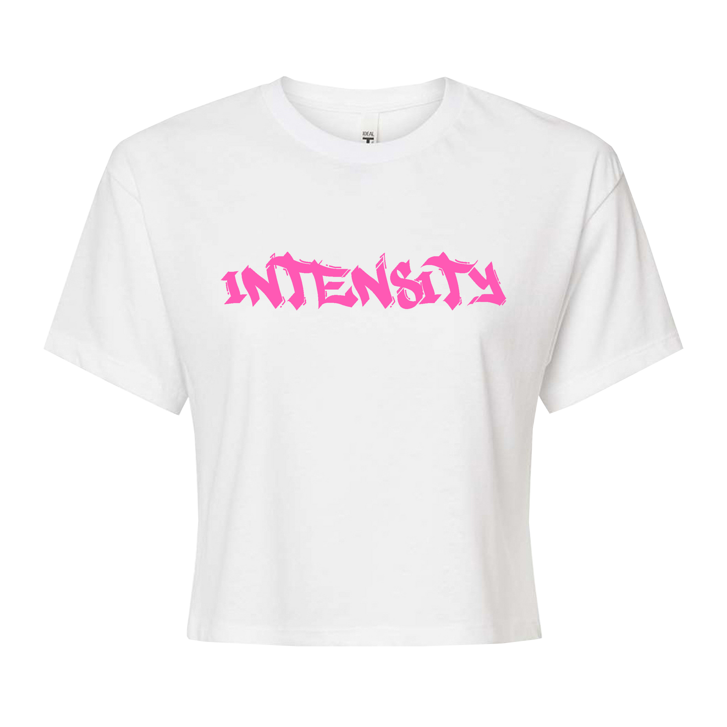 Women's "INTENSITY" Solid White Crop Top T-Shirt