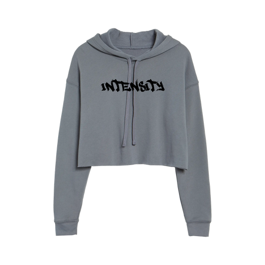 Women's "INTENSITY" Solid Grey Crop Top Hoodie
